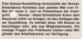 1. Ausstellung vom 31. Mai bis 3. Juni 1984 im Palmenhaus.